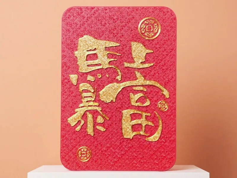 新年招财神器 马山暴富摆件 红金吉祥桌面立牌