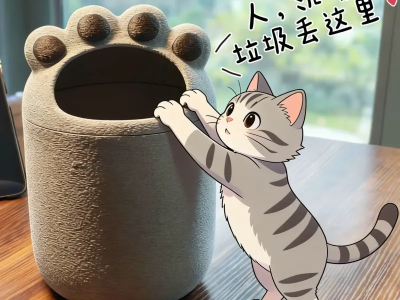 丸丸修系列|猫爪桌面垃圾桶|宠物周边|猫咪