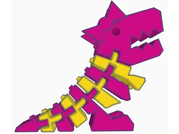 flexi戴着蝴蝶结的小恐龙（分件双色打印）Flexi_Rex_with_Bow_Remix