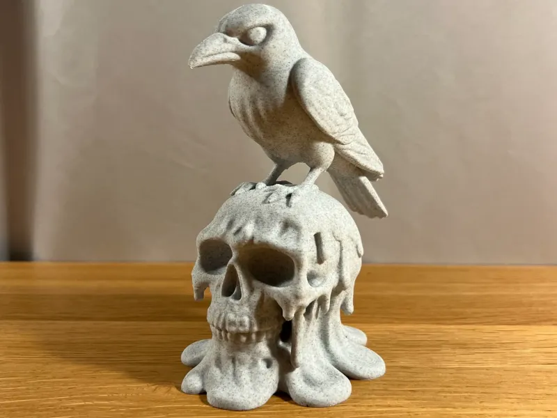 Melted Skull with Crow