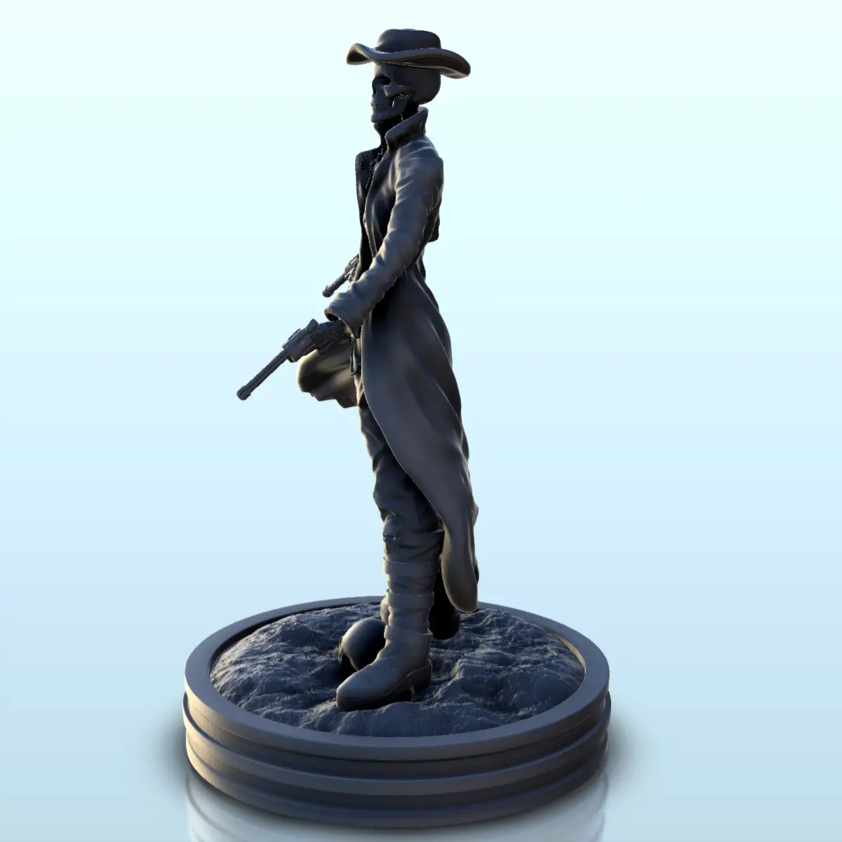 Skeleton cowboy with skull and two revolvers (10) - Old West