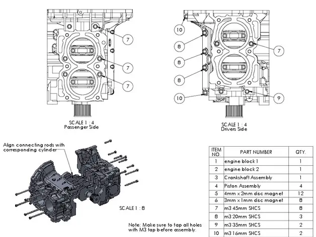 斯巴鲁EJ20发动机模型