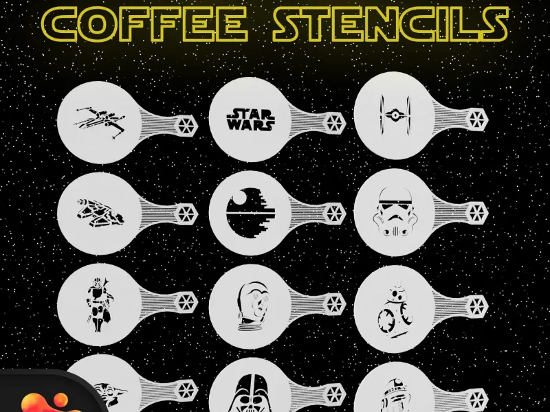 Star Wars Coffee Stencil Set (12pcs) by Polymeria