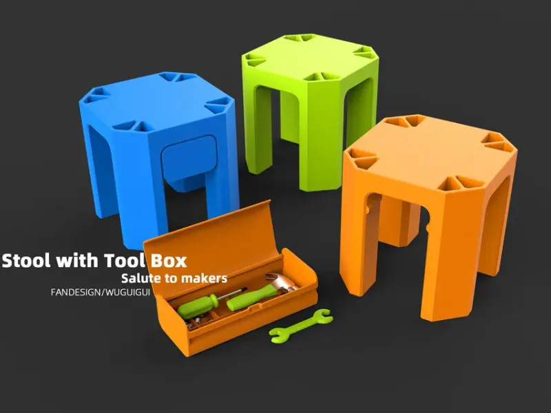 Stool with toolbox