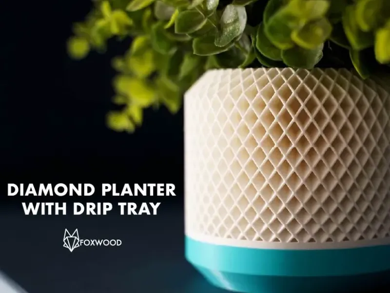 Diamond Planter With Drip Tray