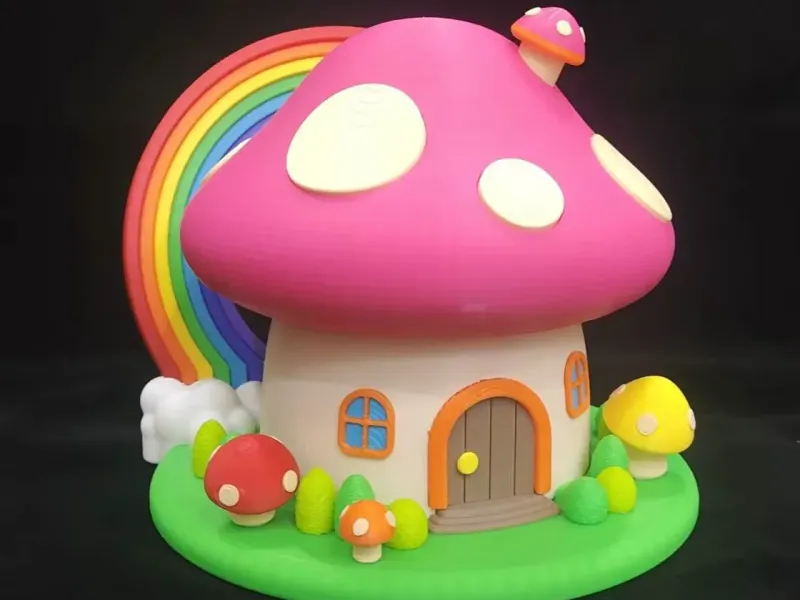 Rainbow Mushroom Landscape Storage Box  彩虹蘑菇屋造景收纳盒