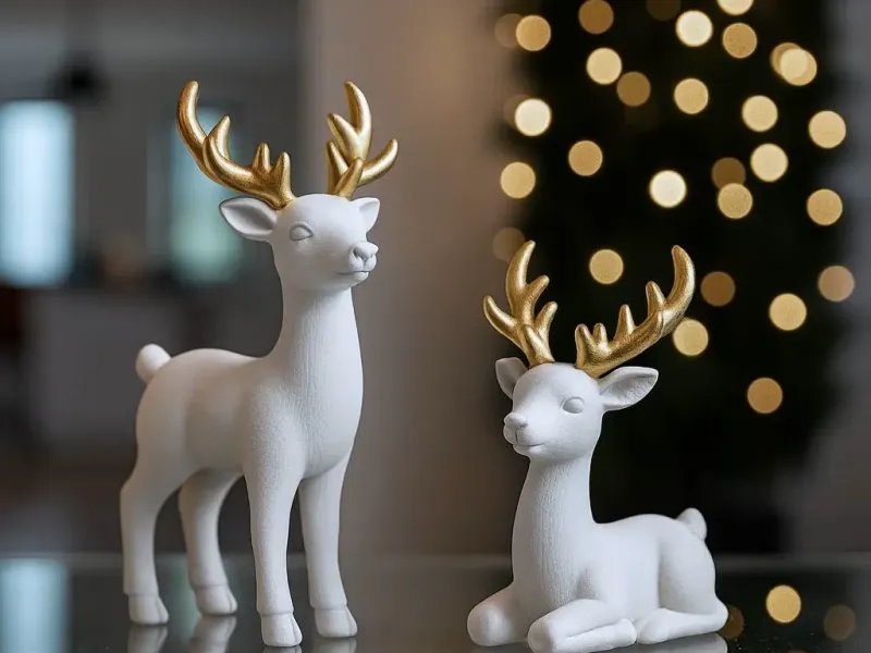Reindeer Figurines Set | Elegant Christmas Deer Decor