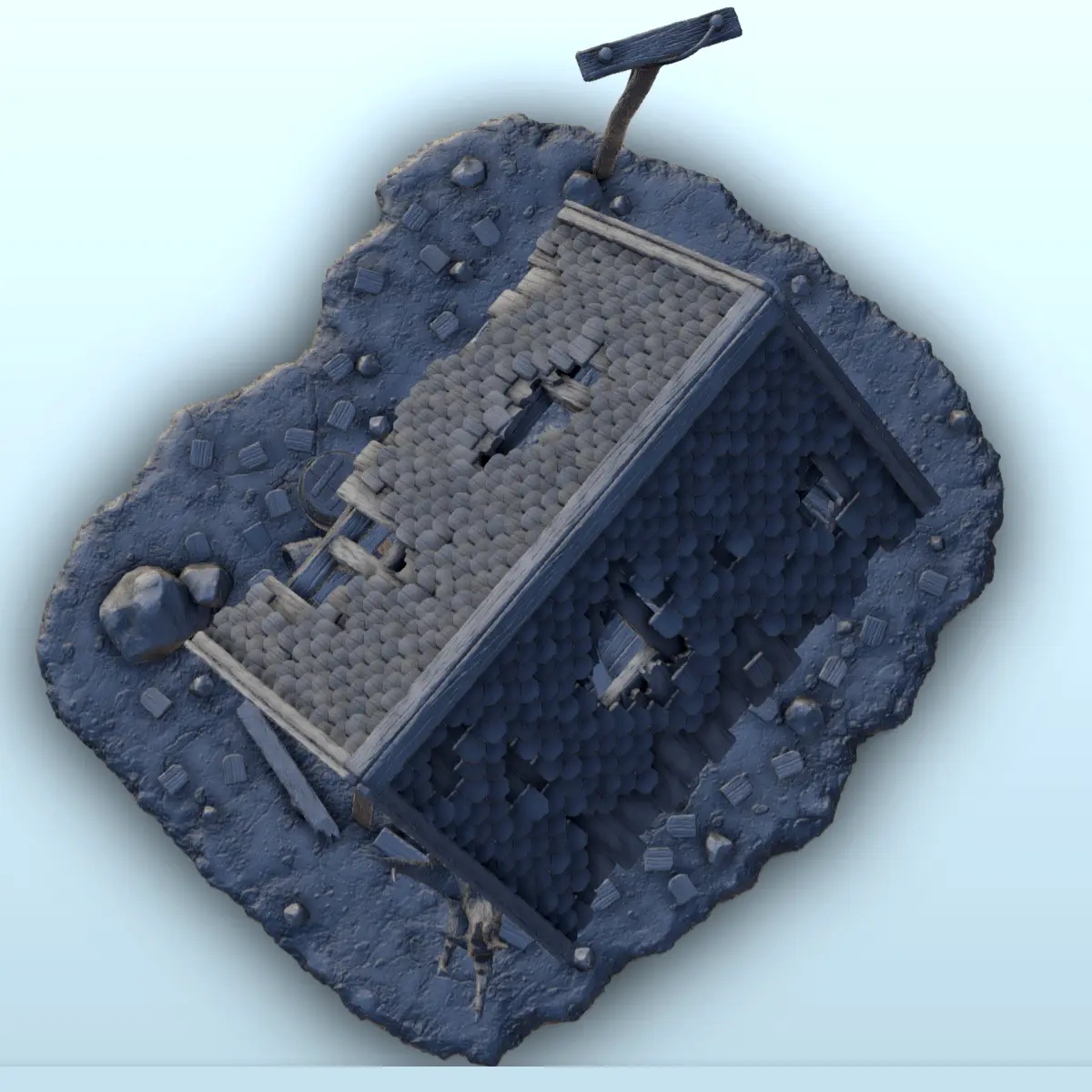 Abandoned house with tree trunk - Terrain scenery West Old