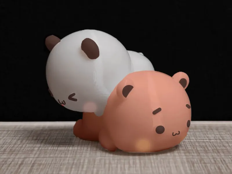 情侣熊系列-一二趴在布布身上（Couple Bear-Yier is lying on Bubu）