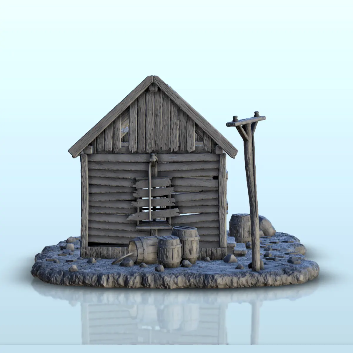 Abandoned house with tree trunk - Terrain scenery West Old