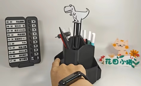 Rotating Pen Holder and Task Planner 旋转笔筒 计划打卡器-4