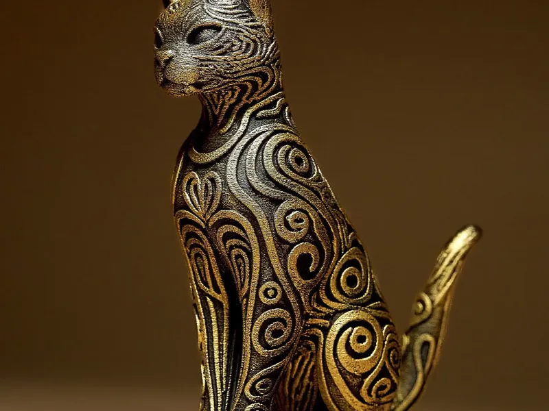 设计师猫雕塑