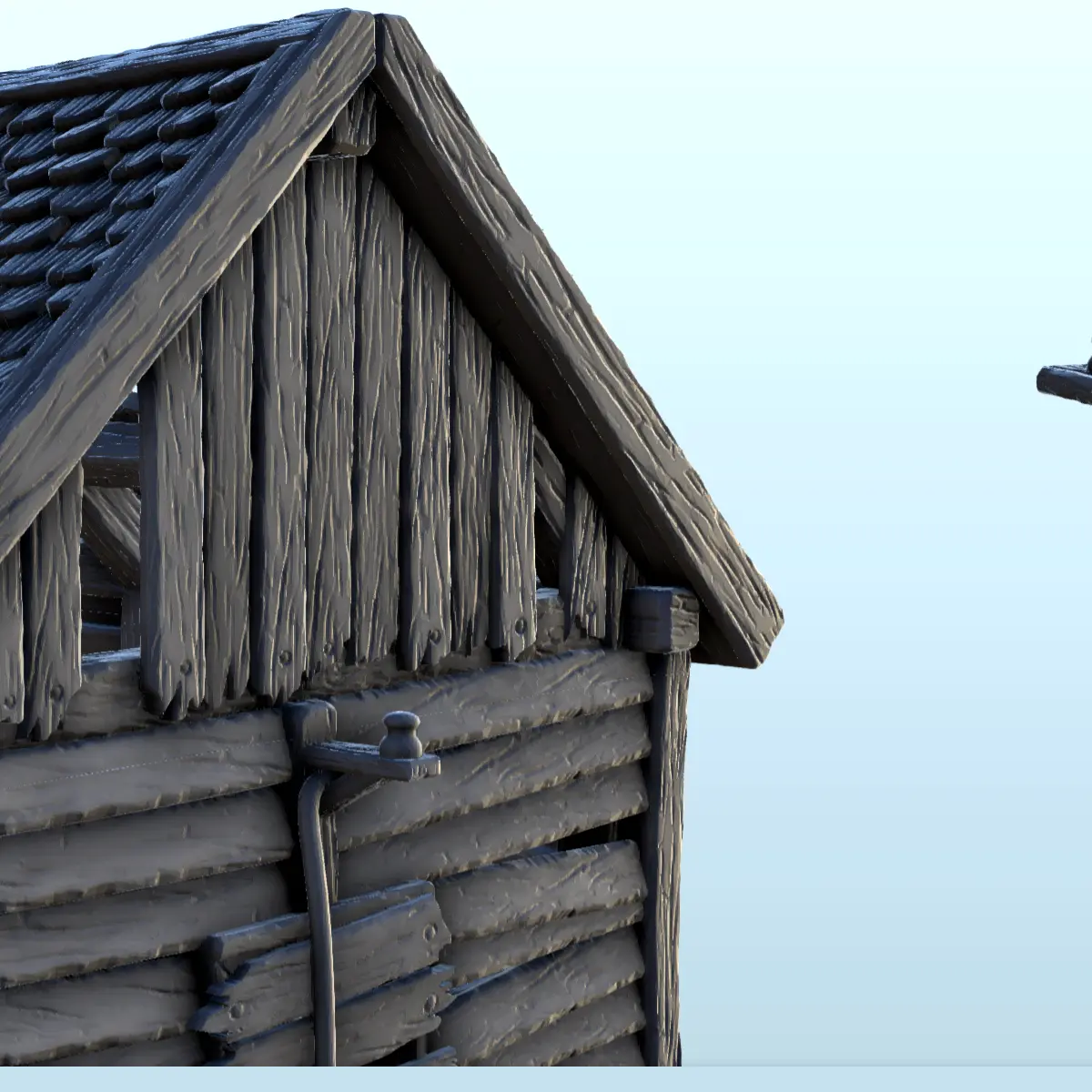 Abandoned house with tree trunk - Terrain scenery West Old