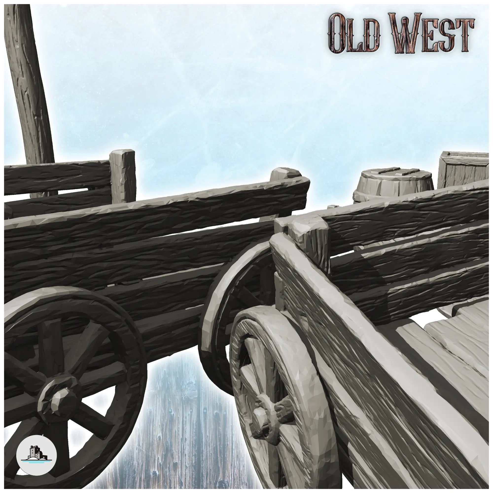 Set of modern and western outdoor accessories with carts