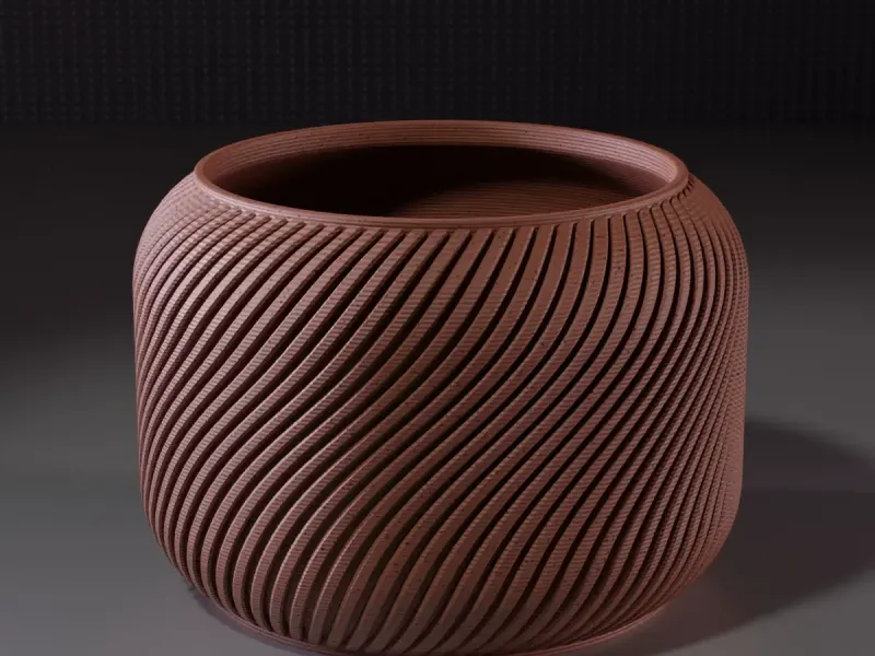Vase 0002 B - Bulky pot twisted vase