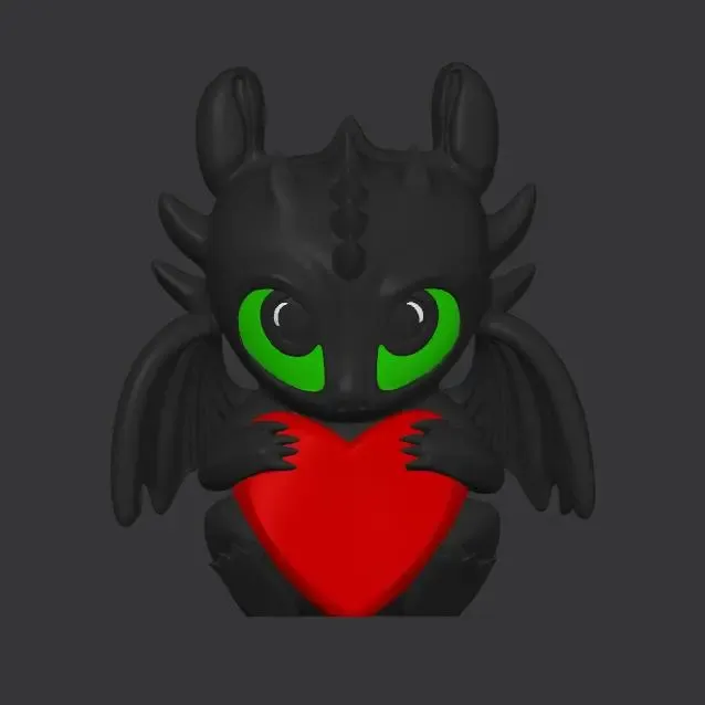 toothless themed dragon with heart