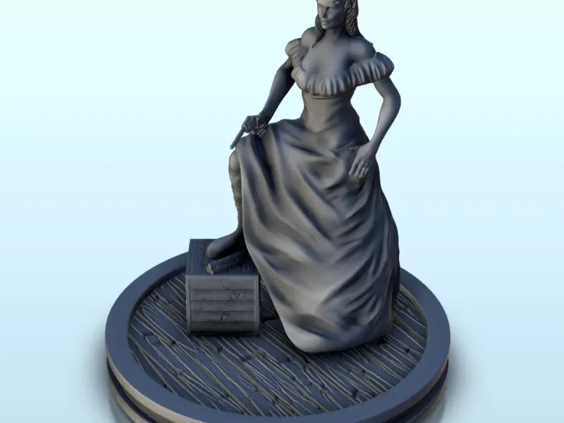 Woman in dress with gun and dynamite (15) - Old West Figure