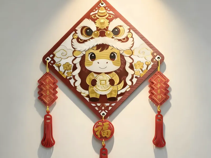醒狮 春联 窗花 瑞马迎春 入户门 挂件