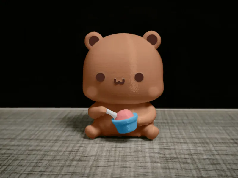 情侣熊系列-坐着吃冰淇淋的布布（Couple Bear-eat_ice cream_bubu）