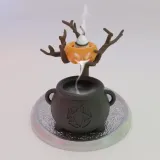 万圣节回流香炉与大锅和南瓜