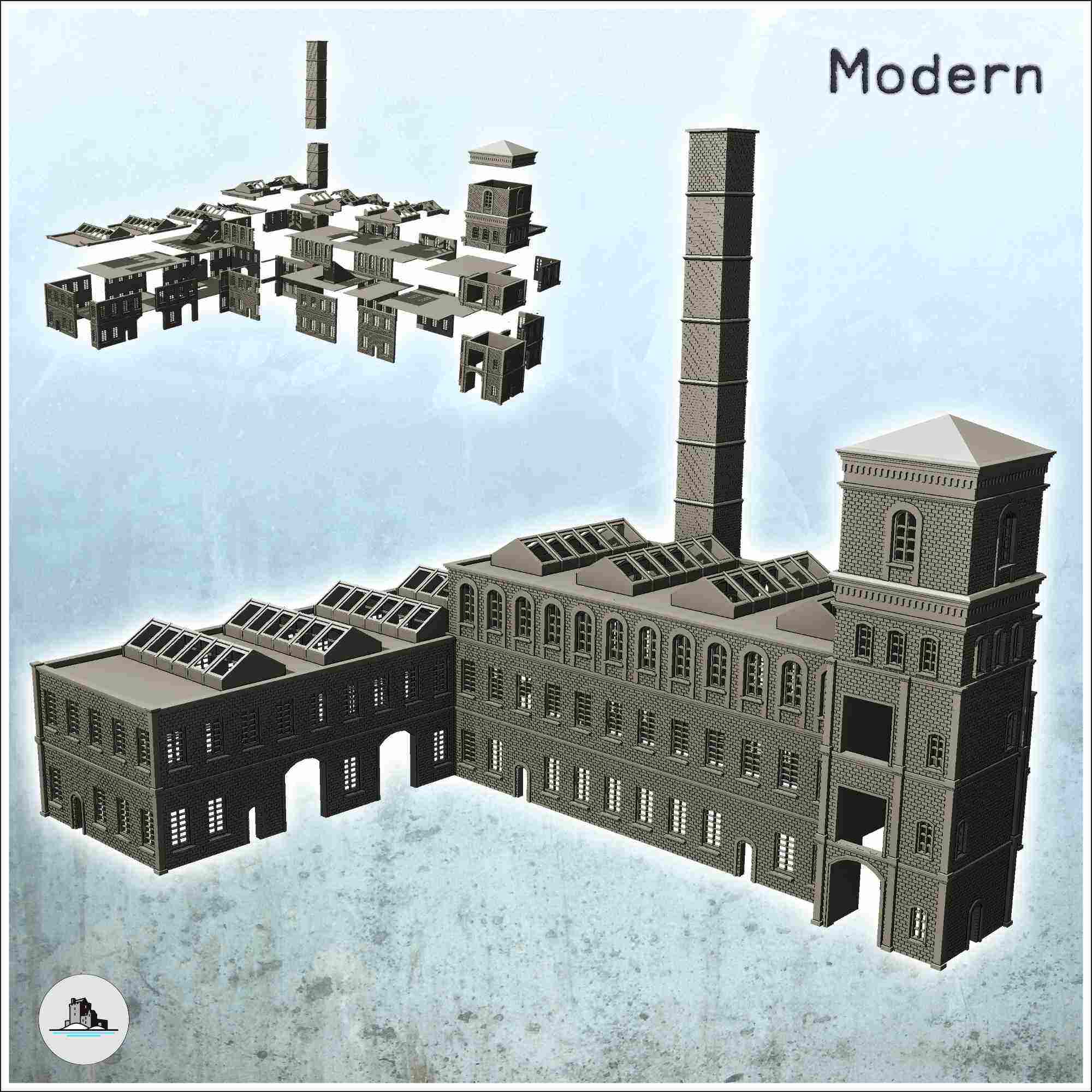 3d modern factory buildings