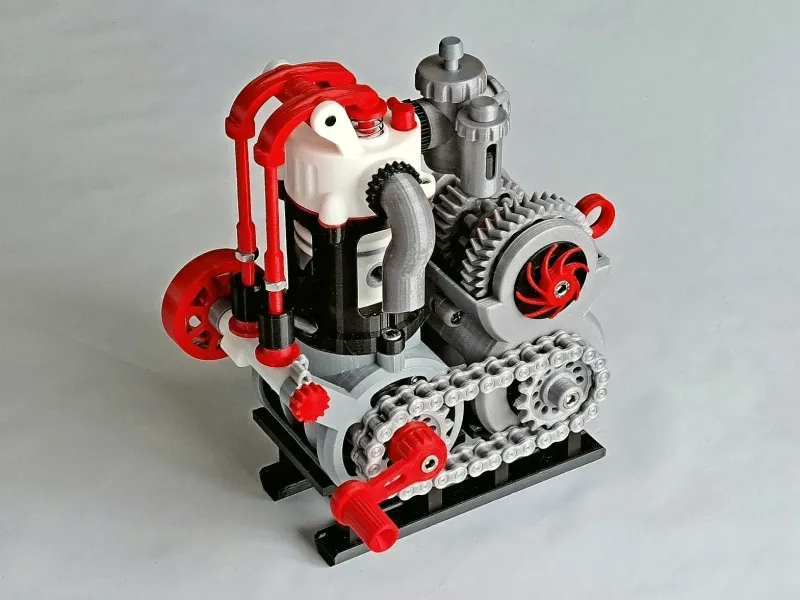 PushRod Engine with Gearbox  带变速箱的推杆发动机