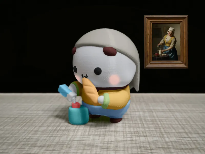 情侣熊系列-倒牛奶的一二（Couple Bear-Oil Painting_milk_Yier）