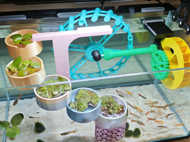 3D打印鱼缸水车摆件