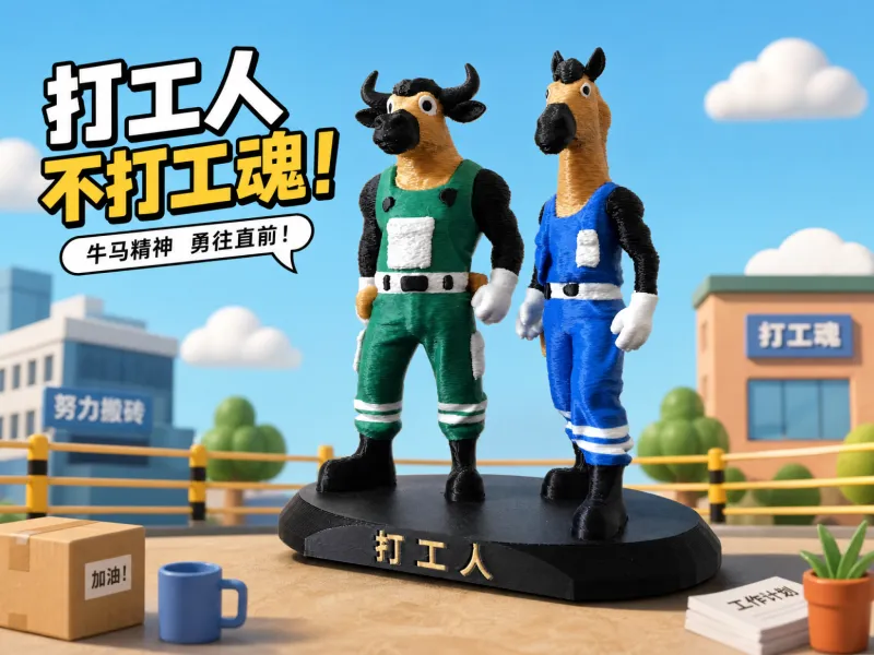 牛马打工人桌面创意工位摆件