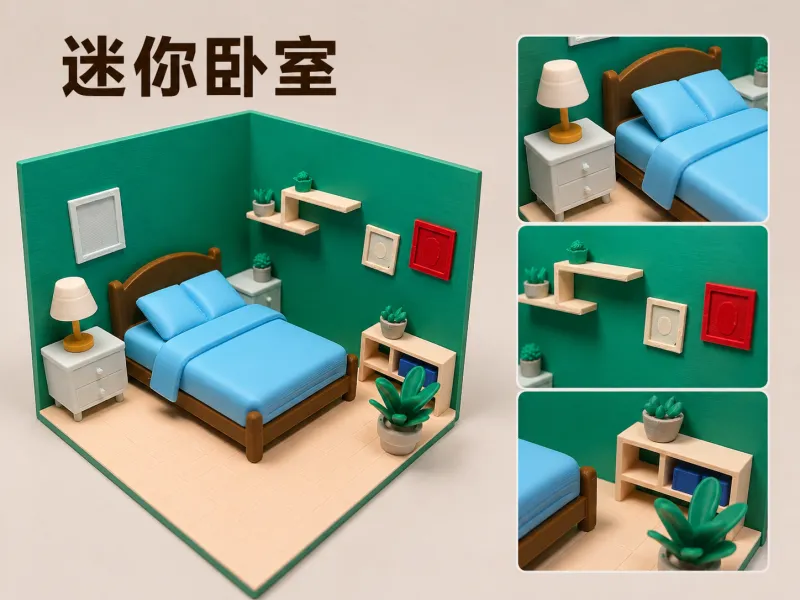 迷你卧室 微缩模型 diy小屋