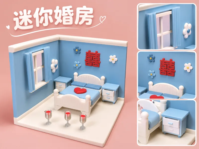 迷你卧室 婚房 迷你婚房 微缩模型