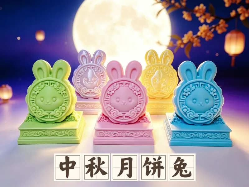 中秋月饼兔小摆件