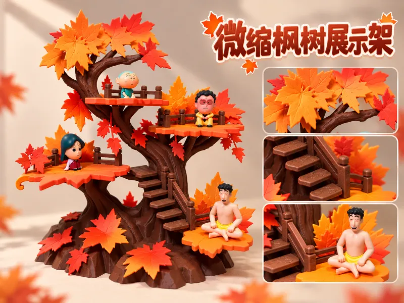 手办展示架 微缩树 秋天 装饰品 摆件 礼物  创意展示架 动漫手办模型展示架 展示台