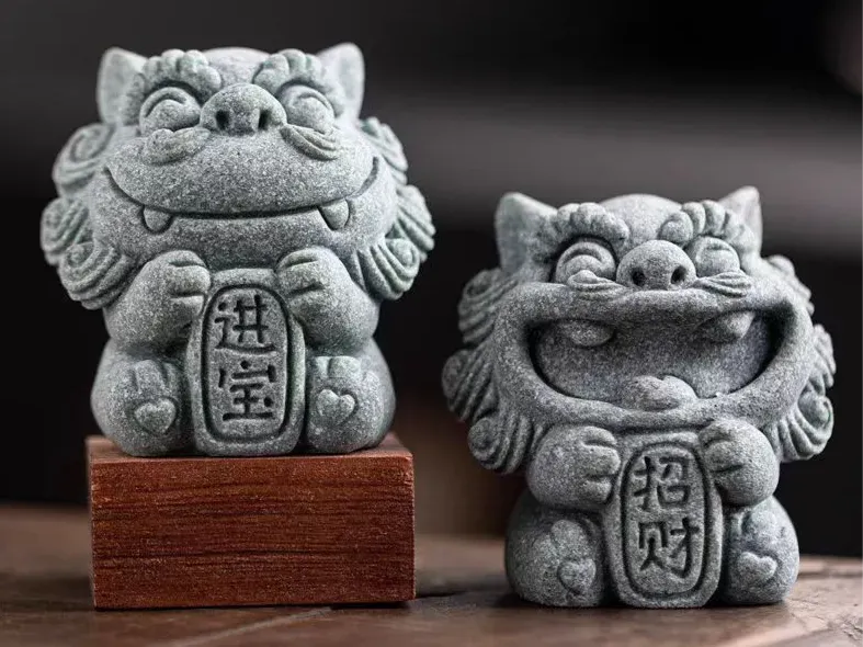 国潮石狮子 招财进宝茶宠摆件