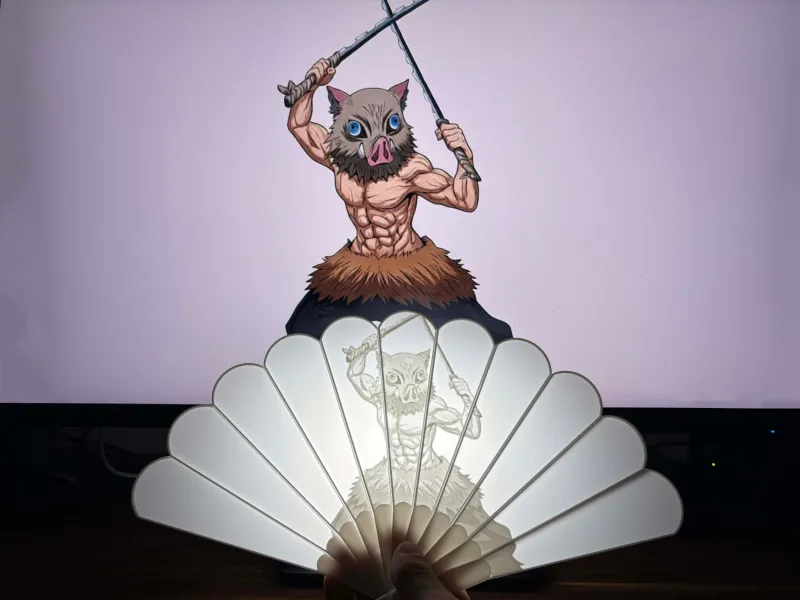 鬼灭之刃 嘴平伊之助 动漫人物浮雕扇