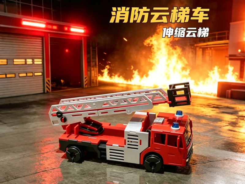 可伸缩云梯消防车套卡立体拼图