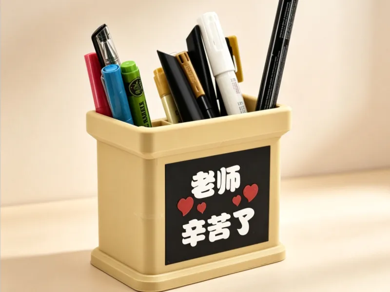 老师辛苦了笔筒开学必备教师节无支撑打印
