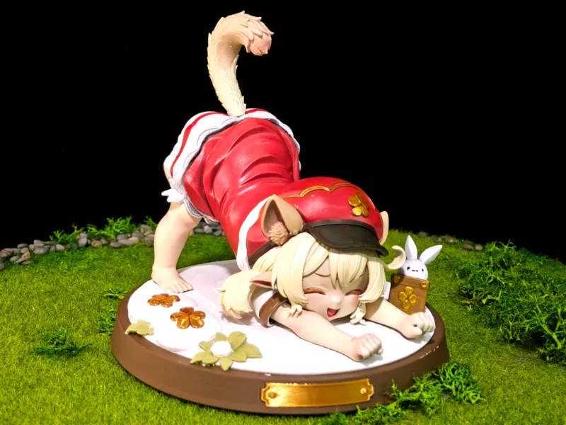 《原神》可莉 猫猫 可爱 伸懒腰 手办 高15cm 已分件 易上色 多色打印