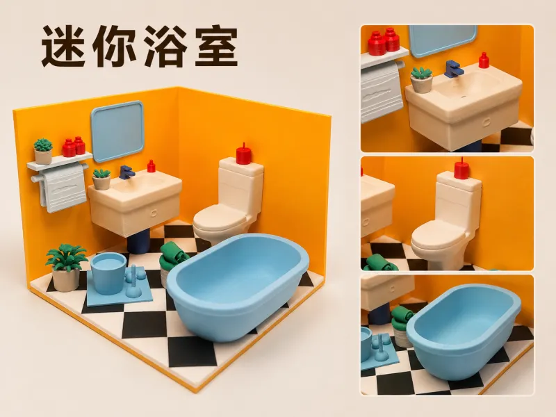 迷你浴室 微缩模型 DIY玩具