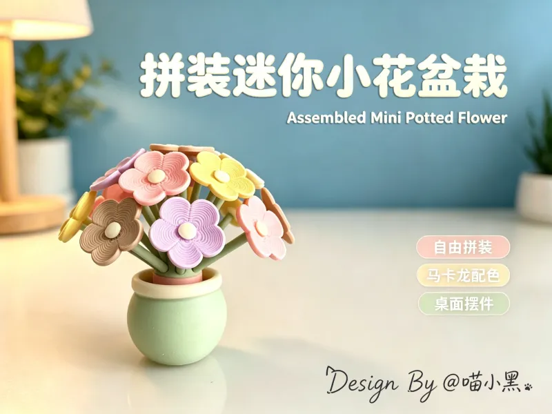 马卡龙拼装迷你小花盆栽