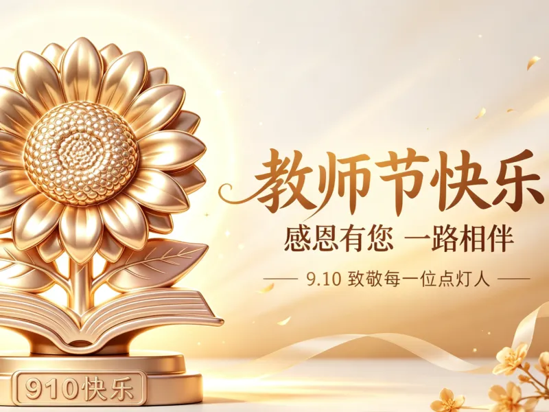 教师节快乐，感恩老师。送老师一个金色奖杯。