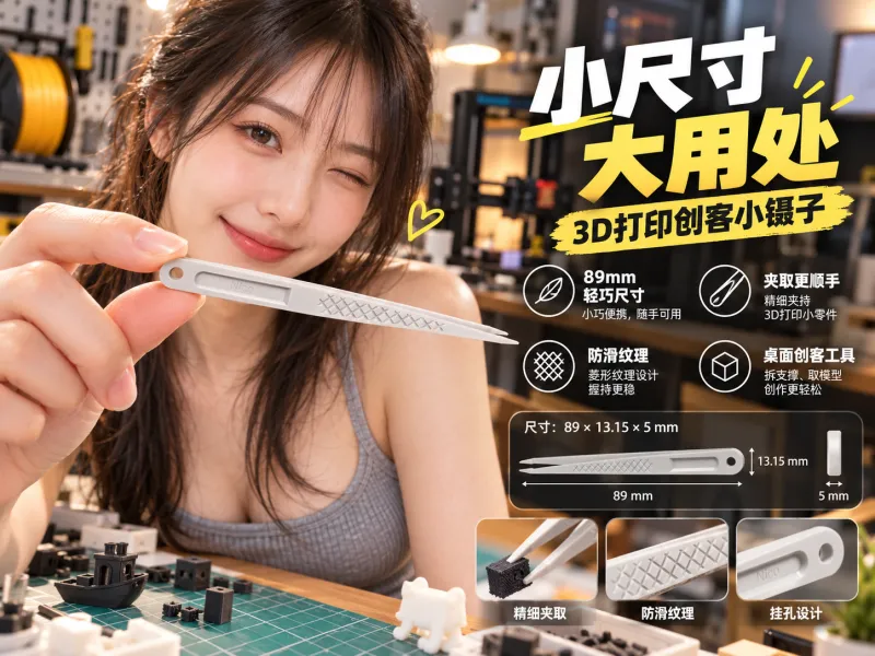 小零件夹取神器｜3D打印小镊子｜创客桌面常备工具