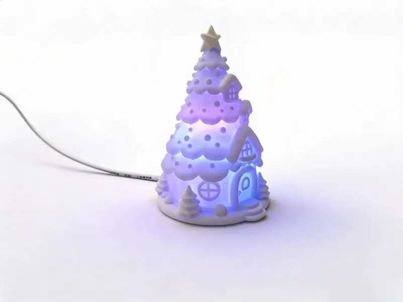 圣诞雪屋夜灯摆件