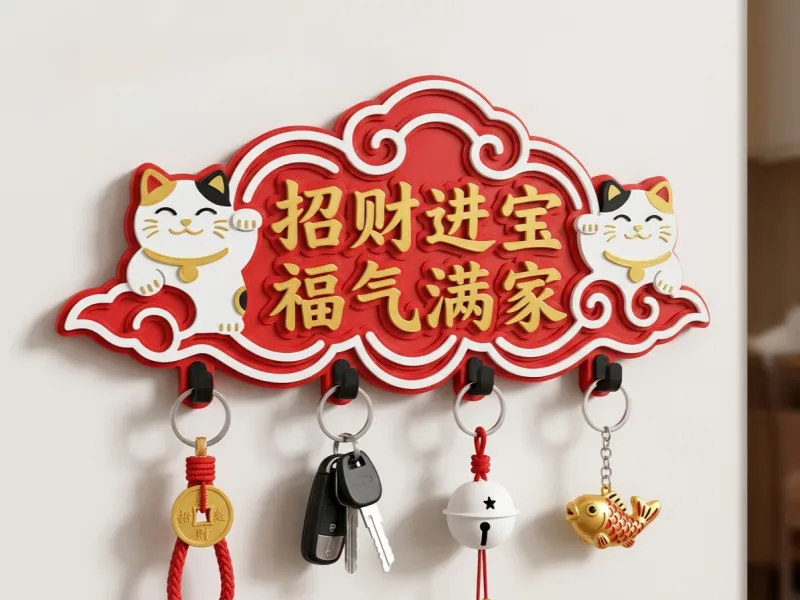 招财猫钥匙挂架（需要多色打印）