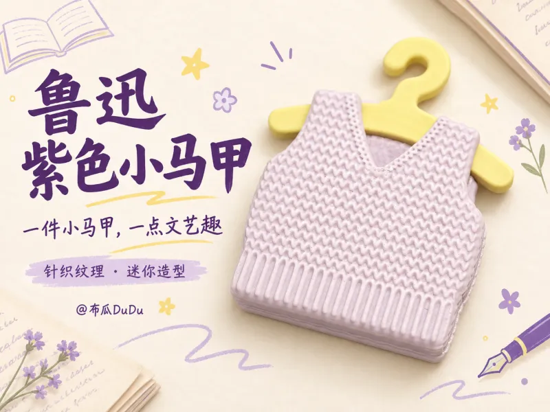 鲁迅紫色毛线小马甲