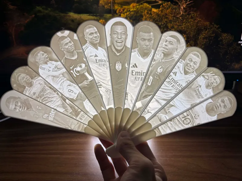 姆巴佩 Kylian Mbappe 足球人物浮雕扇