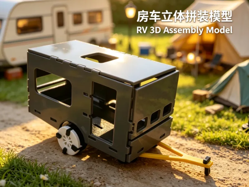 RV 拖挂房车拼装玩具 免胶水卡扣组装 工程模型