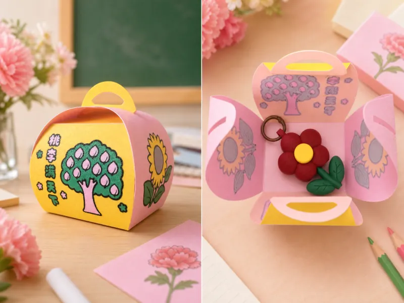 教师节小礼品套装（小红花挂件+折叠包装盒）
