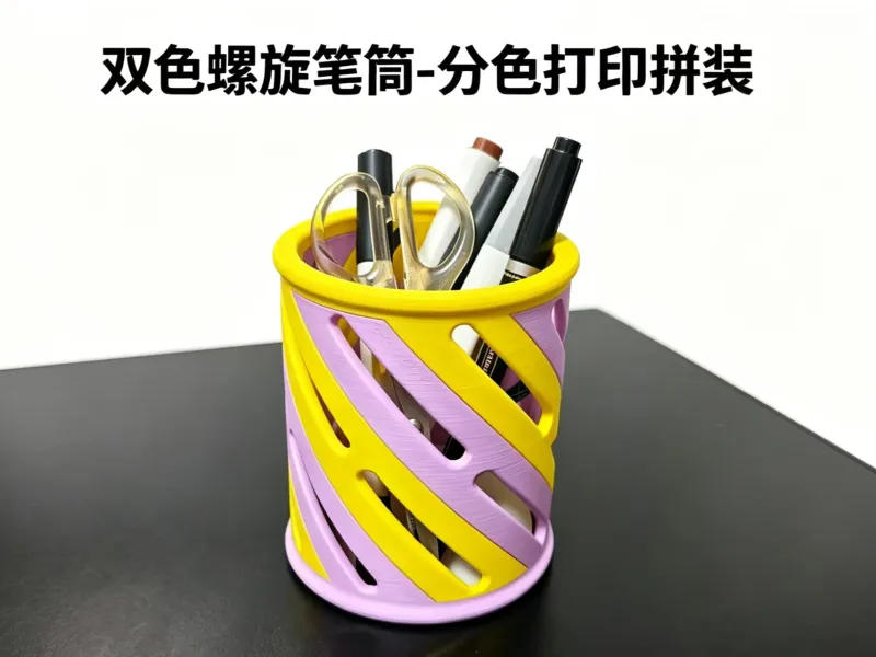 双色螺旋笔筒-分色打印拼装款