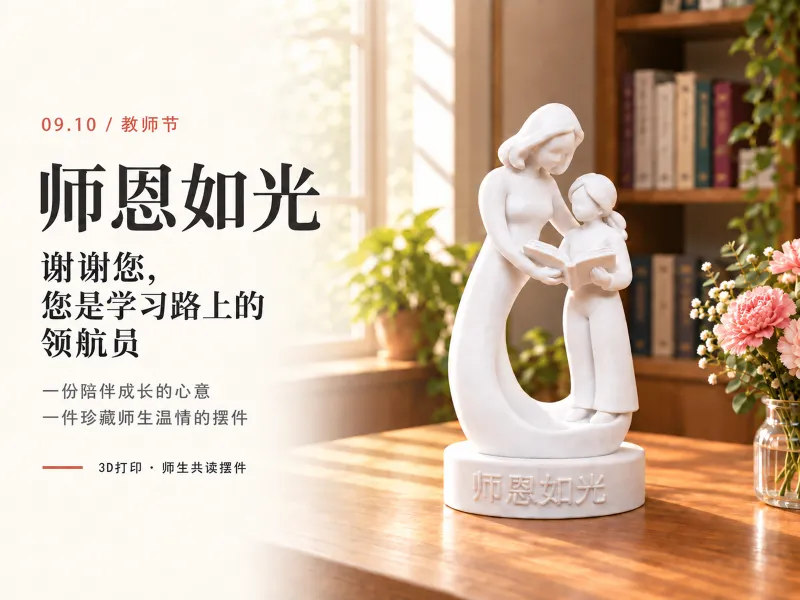 师恩如光｜教师节师生共读摆件 · 3D打印感恩礼物